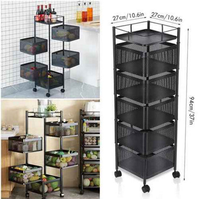 Rotating 6Tier Vegetable Rack & Utility Cart for Kitchen