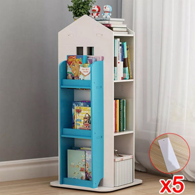 Rotating Bookshelf Castle Rack Display Floor Standing Bookcase Toys Storage