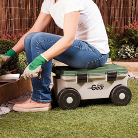 Rotating Garden Kneeler Tool Store with Wheels, Outdoor Seat for Weeding, Gardening & DIY