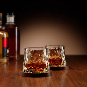 Rotating Whisky Glasses with Coaster Set of 2