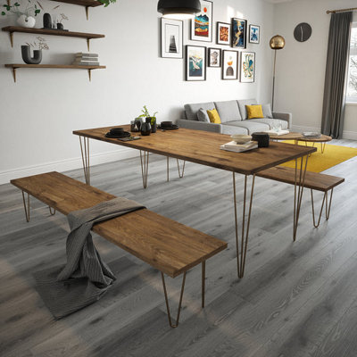 Rothley Hairpin Leg Antique Brass 3 Pin 870mm Set of 2 DIY at B&Q