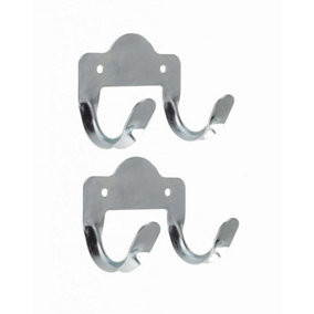 Rothley Metal Double Coat Hook (Pack of 2) Silver (One Size)