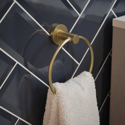 Rothley Satin Brass Round Towel Ring