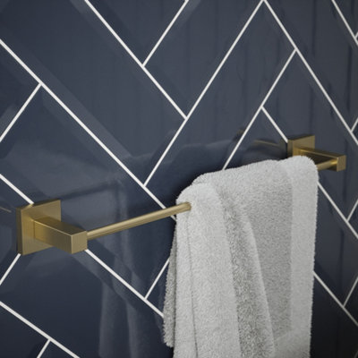 Rothley Satin Brass Square Towel Rail
