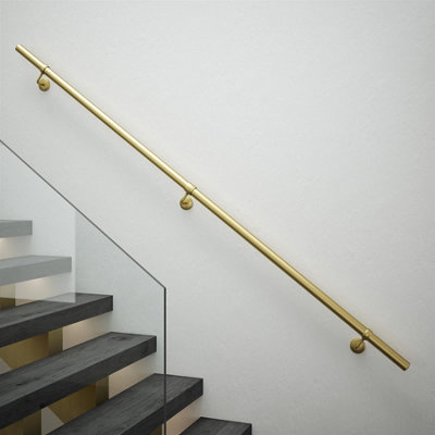 Rothley Satin Brass Stair Hand Rail Kit 2.4M | DIY at B&Q