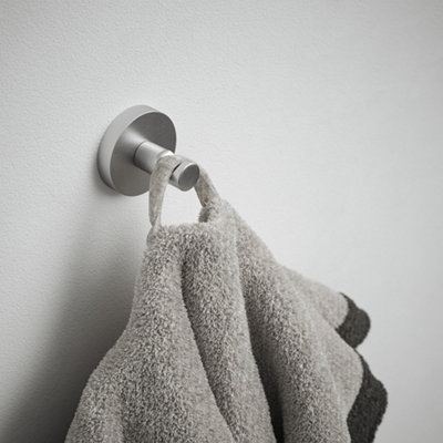 Rothley Silver Brushed Effect Round Robe Hook