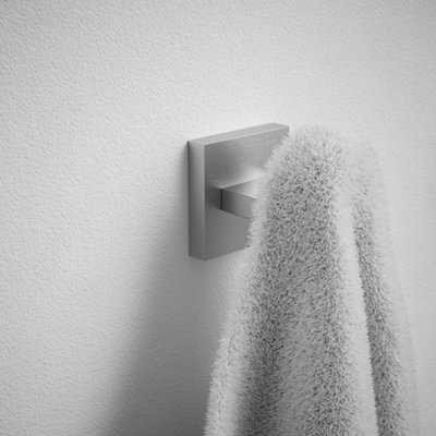 Rothley Silver Brushed Effect Square Robe Hook