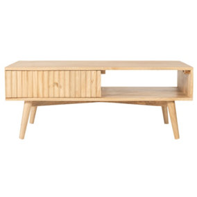 Rotterdam Coffee Table Mango Wood in Natural with Drawer & Storage Shelf