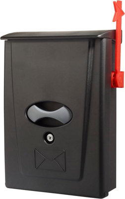 Rottner Strand Plastic Post Box Wall Mounted External Mail Easy To Install Waterproof And Weather Resistant Stylish Smart Black Le