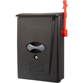 Rottner Strand Plastic Post Box Wall Mounted External Mail Easy To Install Waterproof And Weather Resistant Stylish Smart Black Le