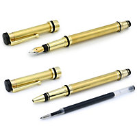 Rotur Fountain & Rollerball Pen Kit Gold Twin Pack