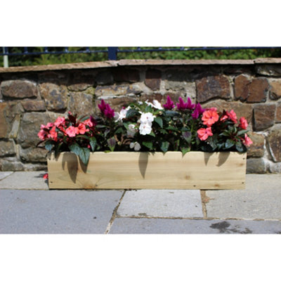 Rough Sawn Wooden Garden Troughs Planters 15cm high x 20cm wide - 100cm