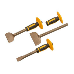 Roughneck 31-933 Bolster & Chisel Set with Non-Slip Guards 3 Piece ROU31933