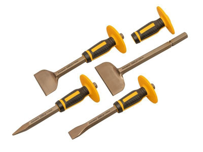Roughneck 31-934 Bolster & Chisel Set with Non-Slip Guards, 4 Piece ROU31934