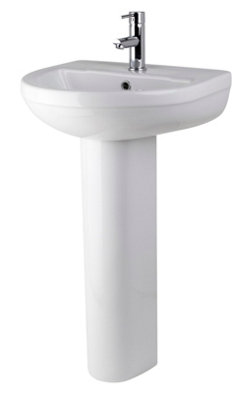 Round 1 Tap Hole Basin & Full Pedestal - 500mm