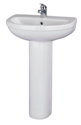 Round 1 Tap Hole Basin & Full Pedestal - 550mm