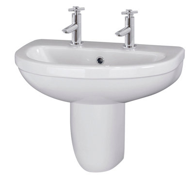 Round 2 Tap Hole Basin & Semi Pedestal - 550mm