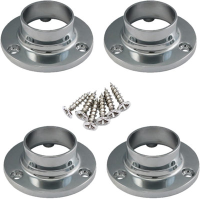 Round 25mm Wardrobe Rail Locking End Socket Chrome Wardrobe Hanging ...