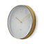 Round 30cm Wall Clock Quartz Battery Operated Easy to Read Analogue Gold & White