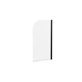 Round 6mm Toughened Safety Glass Straight Reversible Bath Screen - Black