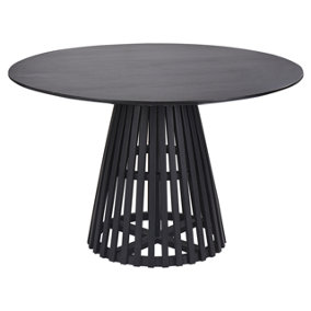 Round Acacia Wood Dining Table 120 cm Black MESILLA