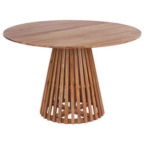 Round Acacia Wood Dining Table 120 cm Dark MESILLA