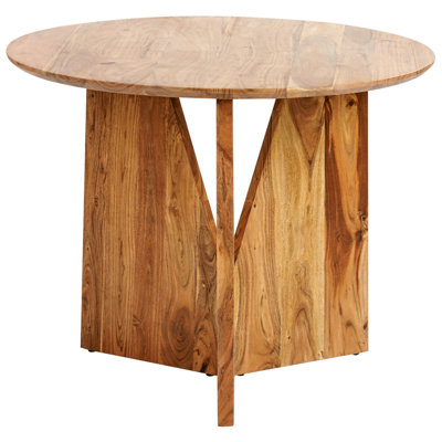Round Accacia Wood Dining Table 100 cm Light ARRAN | DIY at B&Q