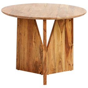 Round Accacia Wood Dining Table 100 cm Light ARRAN