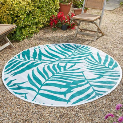 Round Alfresco Outdoor Garden Rug - Green Fern 180cm