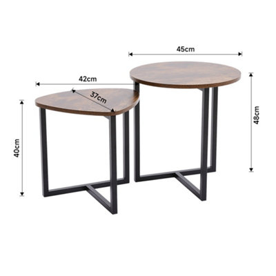 Round and Triangular Nesting Table Set Nest of Coffee Table Industrial Side Table