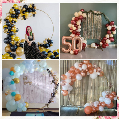 AnBaiMei 7 Ft Round Wedding Arch Stand With Metal Base For Flower Balloon Decoration, Circle Backdrop Stand Frame For Ceremony, Birthday
