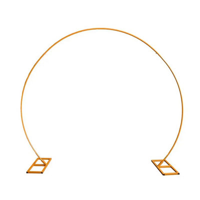 Round Arch Stand Metal Backdrop Stand Garden Arbors 2.6m x 2.2m, Gold