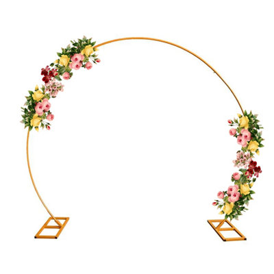 Round Arch Stand Metal Backdrop Stand Garden Arbors - 2.6m x 2.2m, Gold
