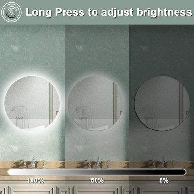 Round Backlit LED Bathroom Mirror with Lights Demister Pad Anti-fog ...