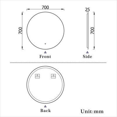 Round Backlit LED Bathroom Mirror with Lights Demister Pad Anti-fog ...