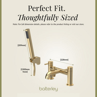 Round Bath Shower Mixer Tap with Shower Kit - Brushed Brass - Balterley - 4