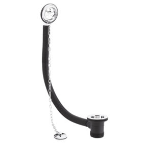 Round Bath Waste with Overflow, Brass Plug & Link Chain for Baths up to 20mm Thick - Chrome - Balterley