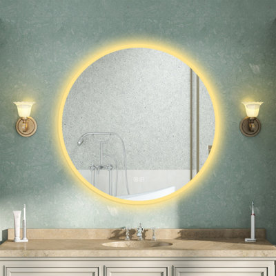 Round Bathroom LED Mirror with Bluetooth 3 Colour Lights Anti-fog Touch ...