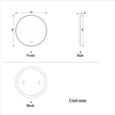 Round Bathroom LED Mirror with Bluetooth 3 Colour Lights Anti-fog Touch ...