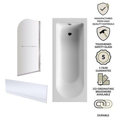 Round Bathtub, Front Panel and Bath Screen with Rail - Chrome Profile