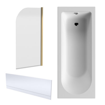 Round Bathtub, Front Panel with Bath Screen - Brushed Brass Price Comparisons | Compare The Build