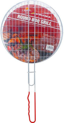 Round Bbq Grill Barbecue Non-Slip Handle Portable Outdoor 31Cm