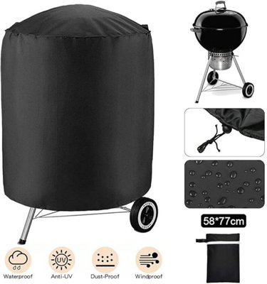Round BBQ Grill Cover Waterproof Barbeque Cover 210D Oxford Fabric, UV ...
