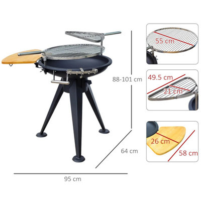 Round BBQ Grill W/Cutting Board-Black - 3