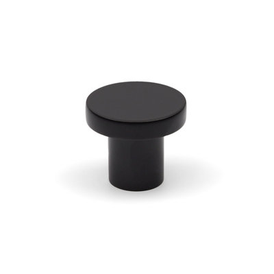 Round Black Cabinet Knob Circular Disc Kitchen Cupboard Drawer Dresser Upcycle Matt Pull 33mm