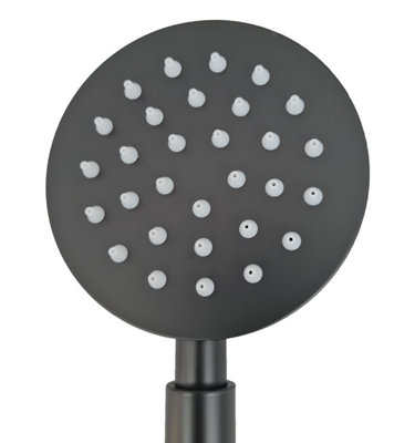 Round Black Matt Finish Handset 1.2m Shower Hose Handset Holder For Bath Tap - 5