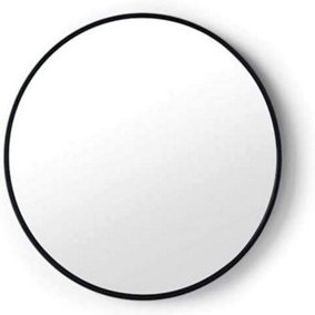 Round Black Wall Mirror Aluminium Frame Deep Frame 50Cm