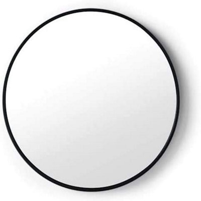 Round Black Wall Mirror Aluminium Frame Deep Frame