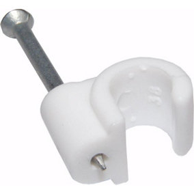 Round Cable Clips 6mm-7mm Premium Coax Clips Cleats for RG6 RG7 CT100 WF100 Cables White Pack 100