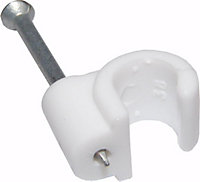 Round Cable Clips 6mm-7mm Premium Coax Clips Cleats for RG6 RG7 CT100 WF100 Cables White Pack 50